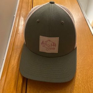 Olive green and white trucker hat “Live the journey “